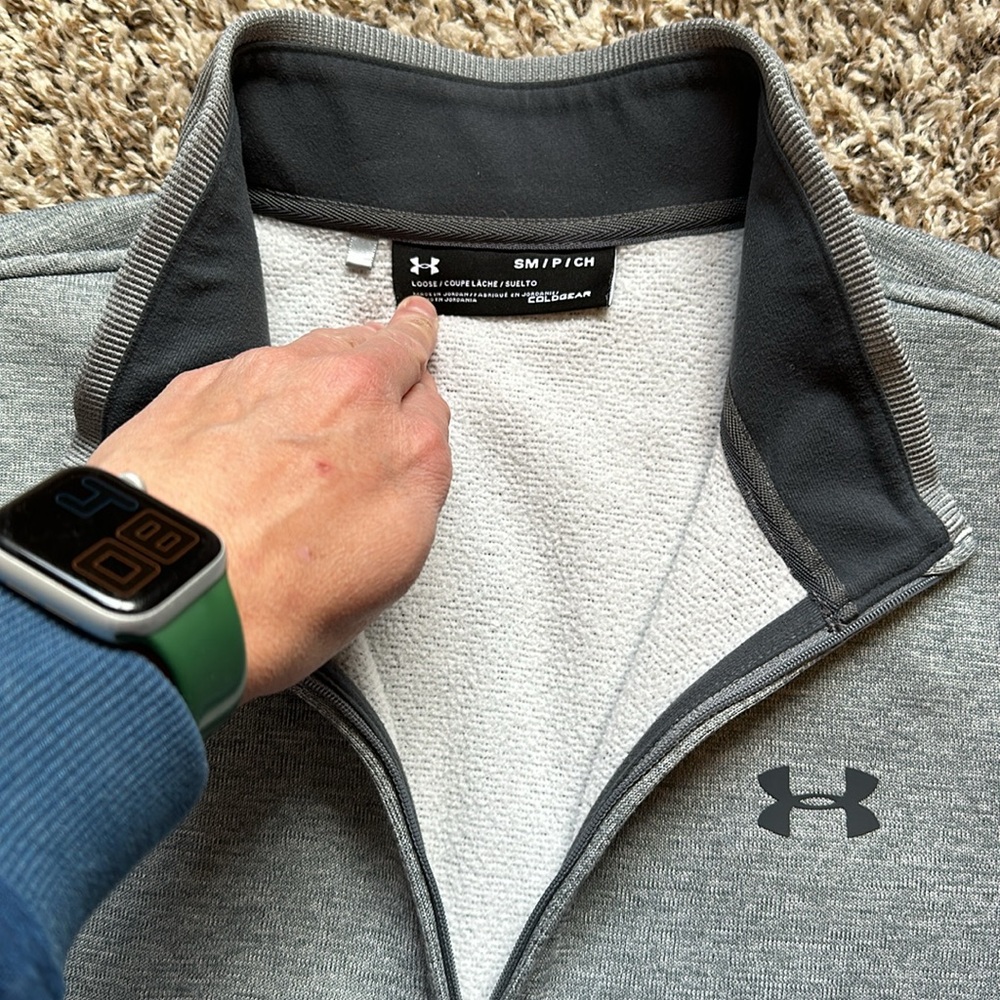 Unisex Under Armour Storm Heather grey quarter zip - S - Picture 4 of 8